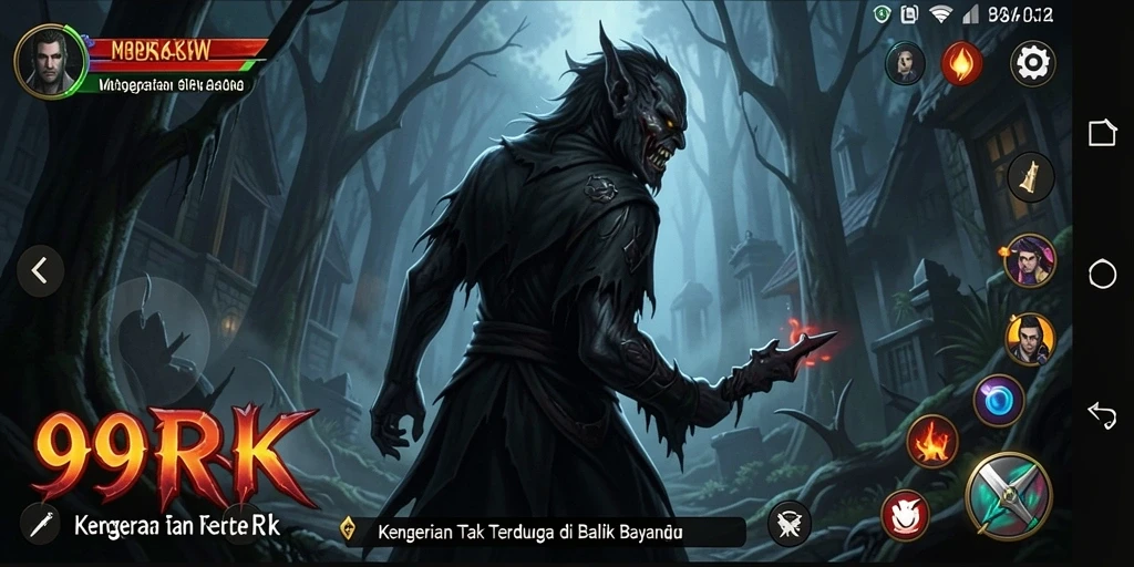 Screenshot utama dari gameplay menyeramkan 99RK.