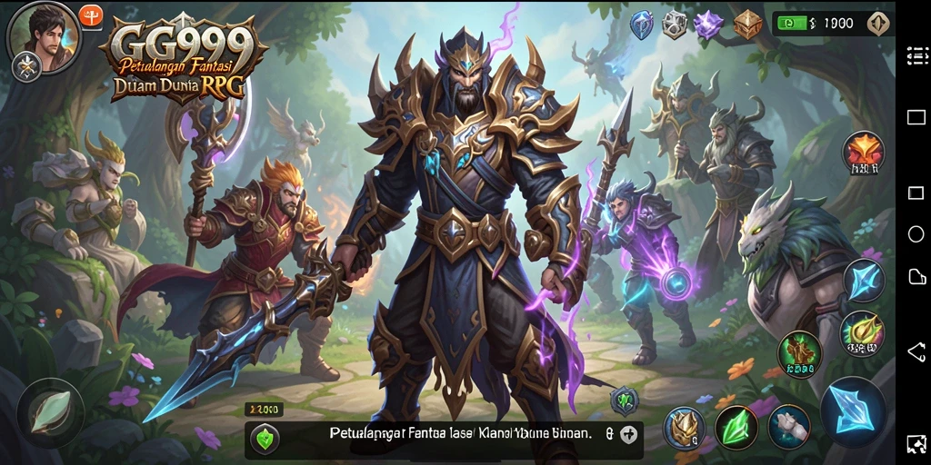 Tampilan layar gameplay GG999 yang menampilkan pertarungan epik dan petualangan seru.