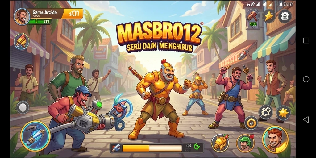 Tangkapan layar dari gameplay seru MASBRO12 di arena Arcade.
