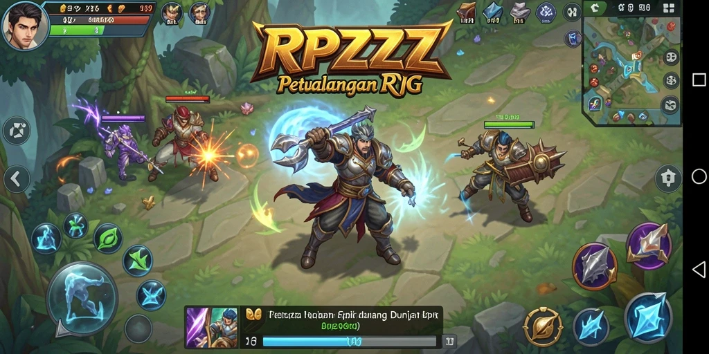 Screenshot gameplay RPZZZ menampilkan pertarungan seru para karakter.