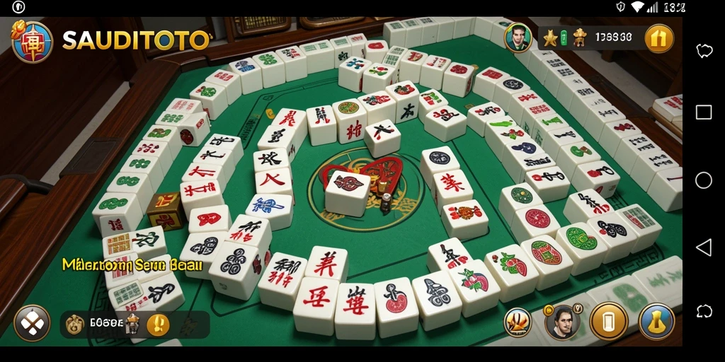 Tangkapan layar SAUDITOTO menampilkan gameplay Mahjong yang dinamis.