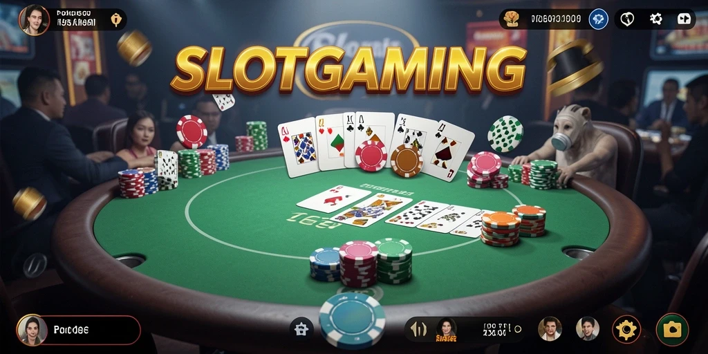 Tampilan gameplay Poker SLOTGAMING yang menarik dan penuh aksi.
