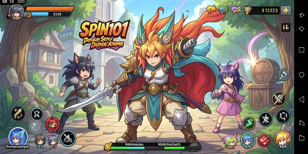 Tangkapan layar SPIN101 menampilkan aksi seru dengan karakter anime yang dinamis.