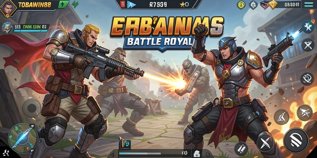 Screenshot TOBAWIN88 menampilkan aksi sengit dalam gameplay Battle Royale.