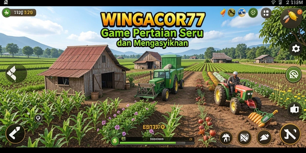 Tangkapan layar gameplay seru WINGACOR77 dengan aktivitas bertani.